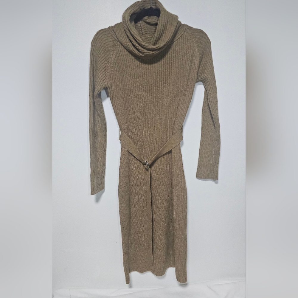 Henne Tan Ribbed Sweater Dress